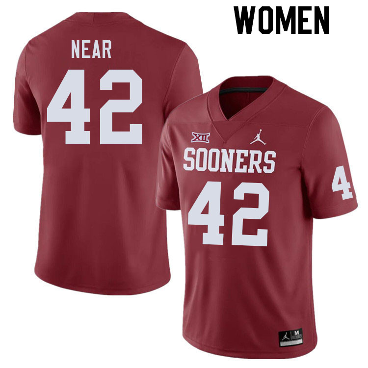 Women #42 Konnor Near Oklahoma Sooners College Football Jerseys Stitched Sale-Crimson - Click Image to Close